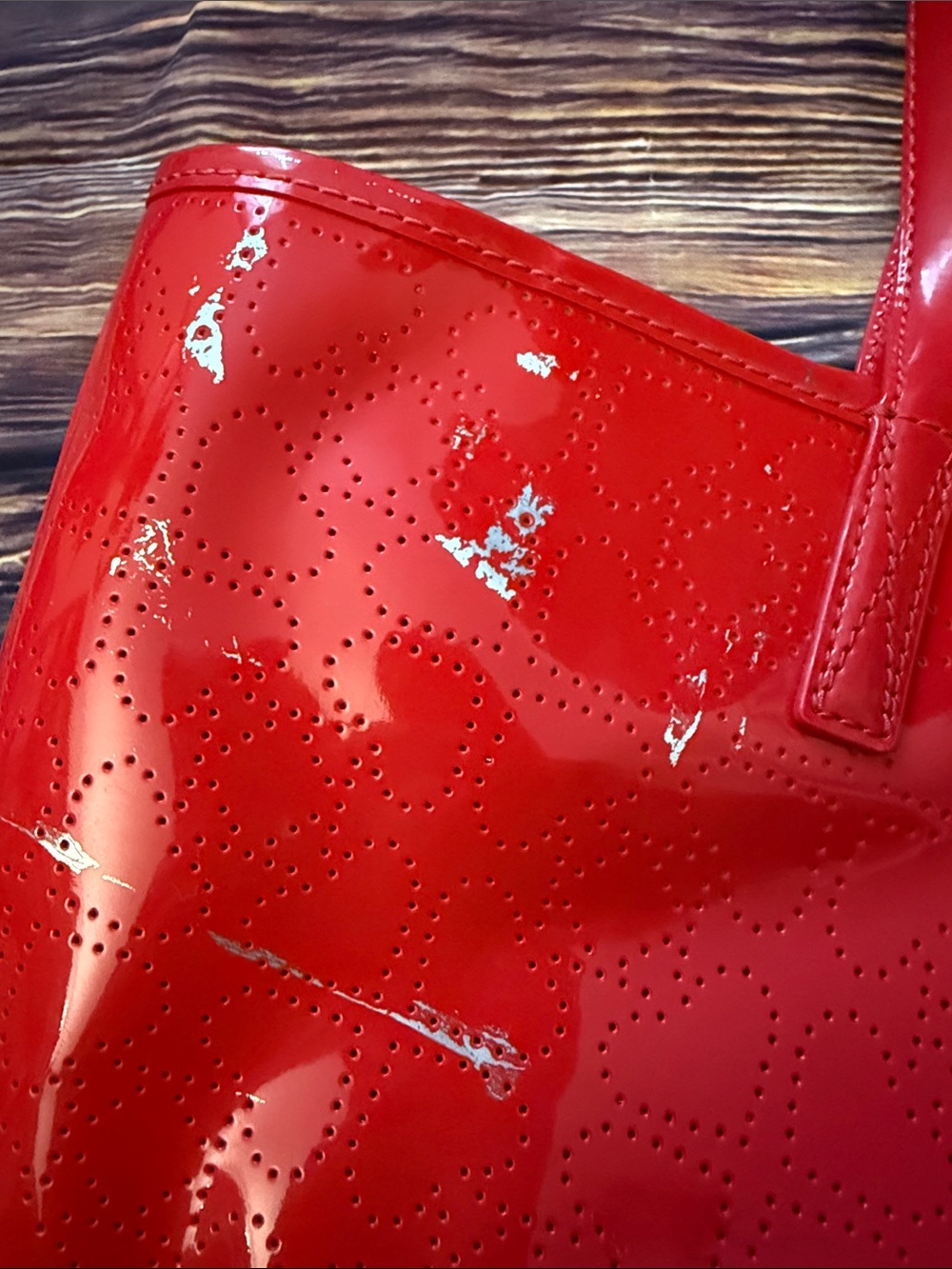 kate spade Red Patent Perforated Tote - Picture 2 of 4